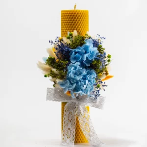 Lumânare botez decorată albastru