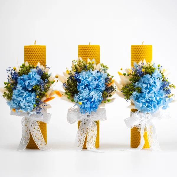 Lumânare botez decorată albastru - imagine 2